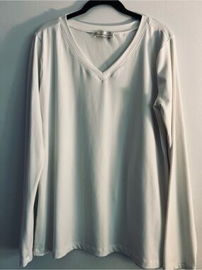 Zenana V-Neck Long Sleeve Top - White